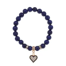 Браслет Сердце (любовь и семейное счастье) нат.камень Лазурит 8мм BS-CR-0370