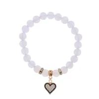 Браслет Сердце (Любовь и семейное счастье) синт.камень Лунный камень 8мм BS-CR-0371