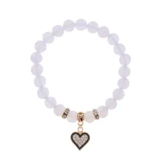 Браслет Сердце (Любовь и семейное счастье) синт.камень Лунный камень 8мм BS-CR-0371