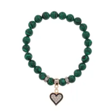 Браслет Сердце (Любовь и Семейное Счастье) синт.камень Малахит 8мм BS-CR-0372