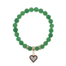 Браслет Сердце (Любовь и семейное счастье) нат.камень Нефрит 8мм BS-CR-0373