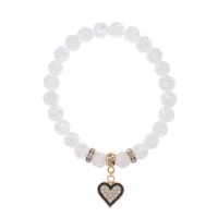 Браслет Сердце (Любовь и семейное счастье) синт.камень Сахарный кварц 8мм BS-CR-0376