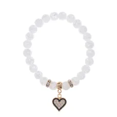 Браслет Сердце (Любовь и семейное счастье) синт.камень Сахарный кварц 8мм BS-CR-0376