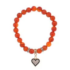 Браслет Сердце (Любовь и семейное счастье) нат.камень Сердолик 8мм BS-CR-0377