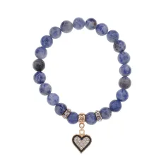 Браслет Сердце (Любовь и семейное счастье) нат.камень Содалит 8мм BS-CR-0378