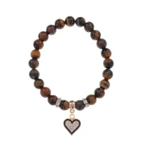 Браслет Сердце (Любовь и семейное счастье) нат.камень Тигровый глаз 8мм BS-CR-0379