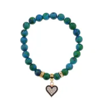 Браслет Сердце (Любовь и семейное счастье) синт.камень Хризоколла 8мм BS-CR-0381