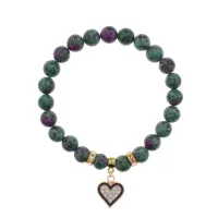 Браслет Сердце (Любовь и семейное счастье) синт.камень Цоизит 8мм BS-CR-0382