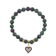 Браслет Сердце (Любовь и семейное счастье) синт.камень Цоизит 8мм BS-CR-0382