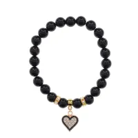 Браслет Сердце (Любовь и Семейное Счастье) нат.камень Черный агат 8мм BS-CR-0383