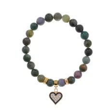 Браслет Сердце (Любовь и семейное счастье) нат.камень Яшма 8мм BS-CR-0385