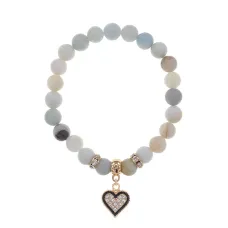 Браслет Сердце (Любовь и семейное счастье) нат.камень Амазонит 8мм BS-CR-0386