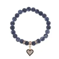Браслет Сердце (любовь и семейное счастье) нат.камень синий Африк. агат 8мм BS-CR-0387