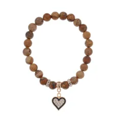 Браслет Сердце (Любовь и семейное счастье) нат.камень Песочная яшма 8мм BS-CR-0390