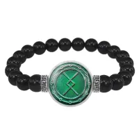 Браслет из черного агата Русская руна И-НА (Защита) BSBA-182