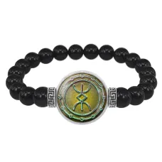 Браслет из черного агата Русская руна Ю-ЛЬ (Достаток) BSBA-183