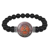 Браслет из черного агата Русская руна У-Ш (Рост) BSBA-186