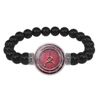 Браслет из черного агата Русская руна КА-ША (Целенаправленность) BSBA-192