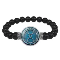 Браслет из черного агата Русская руна МУ-РА (Сытость) BSBA-193