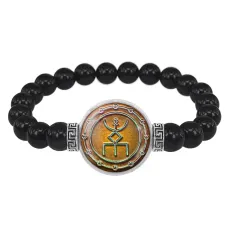 Браслет из черного агата Русская руна И-ША (Мощность) BSBA-194