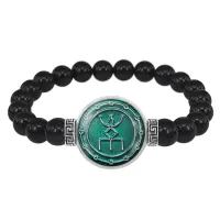 Браслет из черного агата Русская руна И-ЛЬ (Восстановитель) BSBA-195