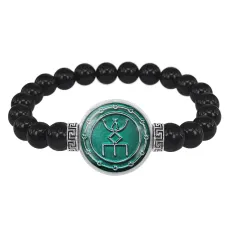 Браслет из черного агата Русская руна И-ЛЬ (Восстановитель) BSBA-195