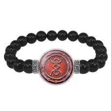 Браслет из черного агата Русская руна А-ЛЬ (Равновесие) BSBA-197