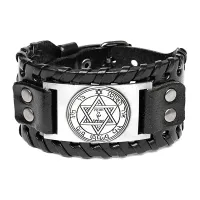 Кожаный браслет Пентакль Марса, 4см, цвет черный BS595-12-S