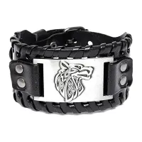 Кожаный браслет Фенрир, 4см, цвет черный BS855-01-S