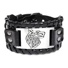 Кожаный браслет Фенрир, 4см, цвет черный BS855-01-S