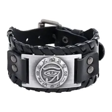 Кожаный браслет Уаджет, 4 см, цвет черный BS855-02-S