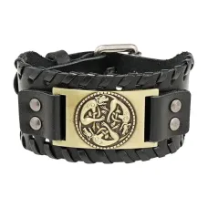 Кожаный браслет Кельтские Собаки, 4см, цвет черный BS855-08-B
