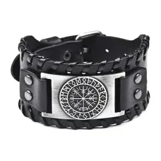 Кожаный браслет Компас Вегвизир, цвет черный BS855-10-S