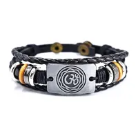 Кожаный браслет Ом, 20 см BS856