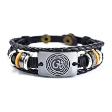 Кожаный браслет Ом, 20 см BS856