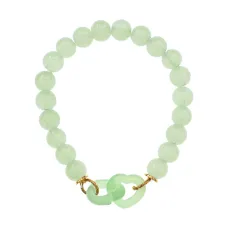 Браслет Два сердца, синтетический нефрит, 8мм