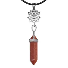 Амулет-маятник Лотос, синт.камень Коричневый авантюрин MKA-5001