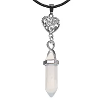 Амулет-маятник Сердце, синт.камень Опалит (Лунный камень) MKA-5005