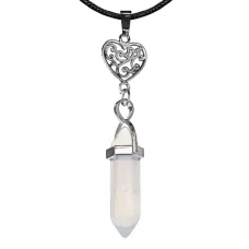 Амулет-маятник Сердце, синт.камень Опалит (Лунный камень) MKA-5005