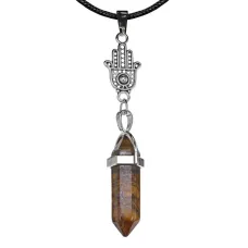 Амулет-маятник Хамса, нат.камень Тигровый глаз MKA-5007