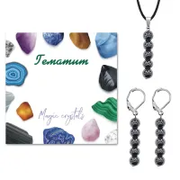 Комплект серьги и кулон Гематит (не магнит.) KOM02-25