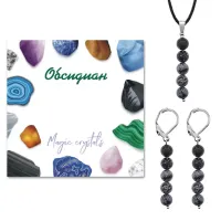 Комплект серьги и кулон Снежный обсидиан KOM02-27