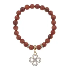 Браслет Клевер (удача и везение) синтетический камень Коричневый авантюрин 8мм BS-CR-0301