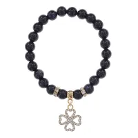 Браслет Клевер (удача и везение) синт.камень Синий авантюрин 8мм BS-CR-0302