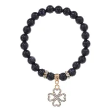 Браслет Клевер (удача и везение) синт.камень Синий авантюрин 8мм BS-CR-0302