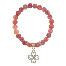 Браслет Клевер (удача и везение) нат.камень Африканский агат 8мм BS-CR-0304