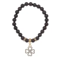 Браслет Клевер (удача и везение) нат.камень Гранат 8мм BS-CR-0306