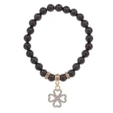 Браслет Клевер (удача и везение) нат.камень Гранат 8мм BS-CR-0306