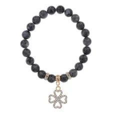 Браслет Клевер (удача и везение) нат.камень Лабрадор 8мм BS-CR-0308