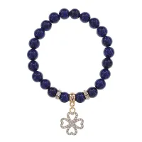Браслет Клевер (удача и везение) нат.камень Лазурит 8мм BS-CR-0310